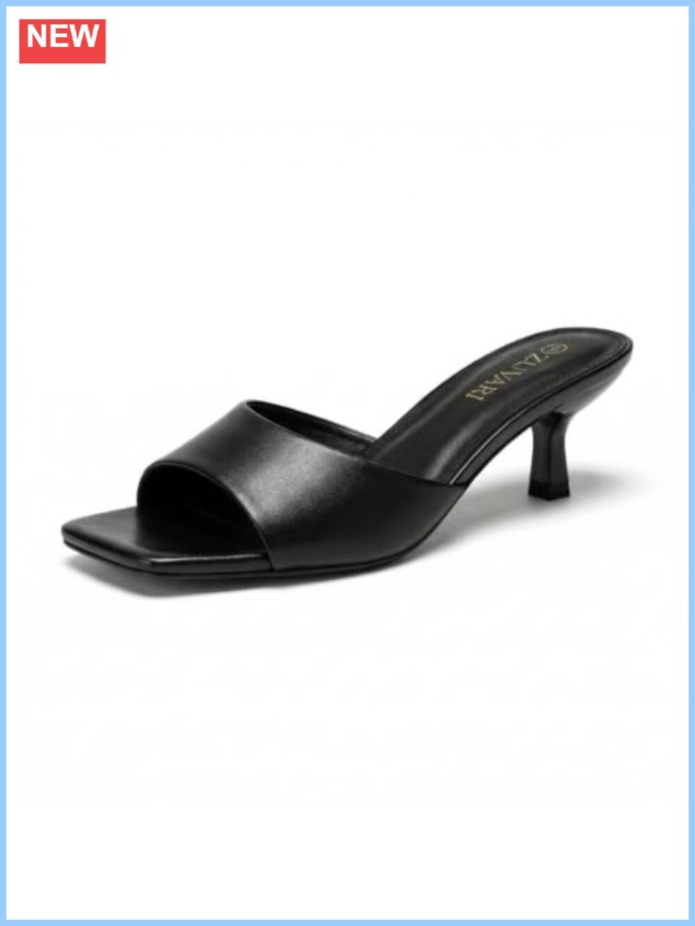 Kitten Heels Sandals Square Open Toe Stiletto 2 Inch Low Heel Mules Slip-On